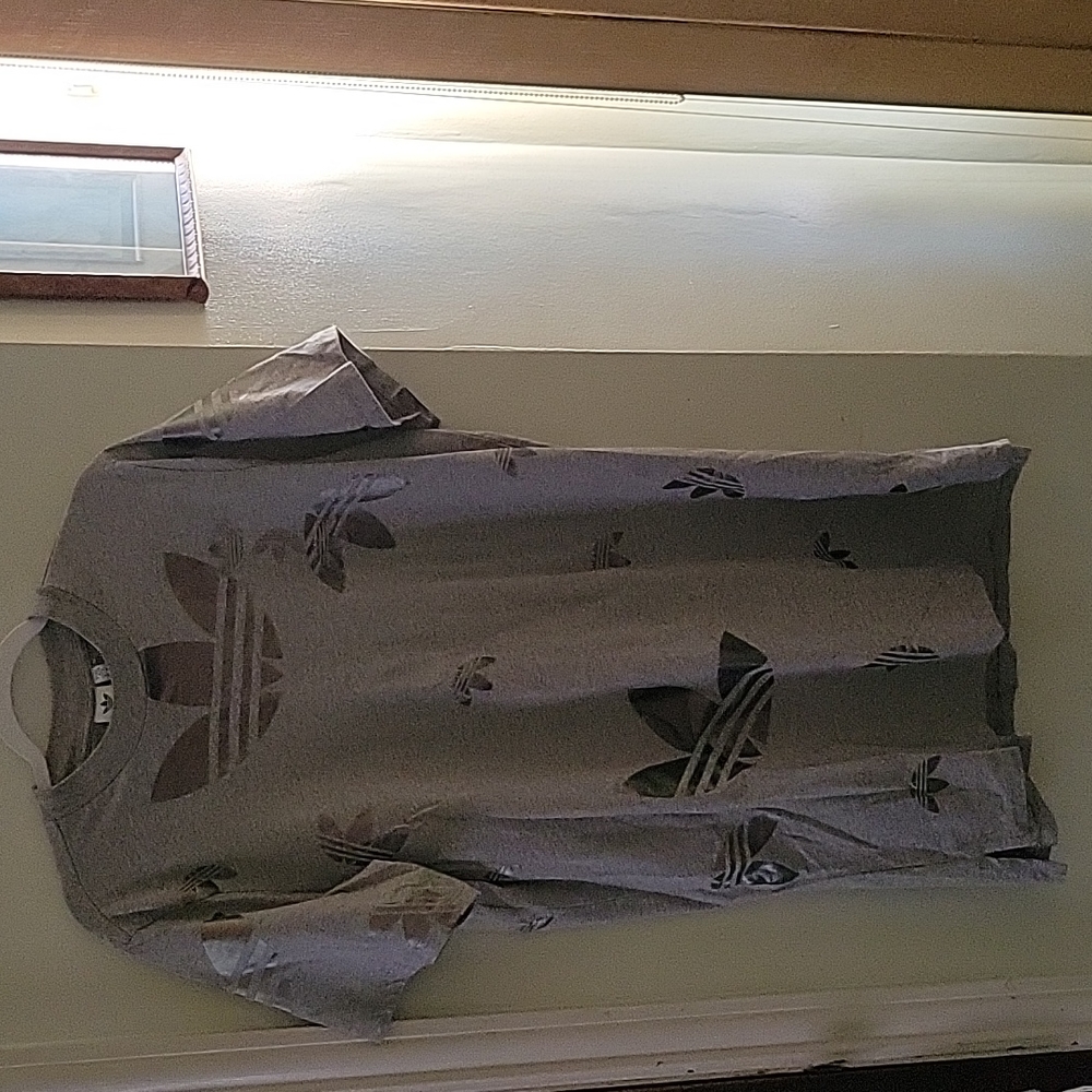 Adidas Womens XL Grey and Iridescent Logo T-shirt Dress